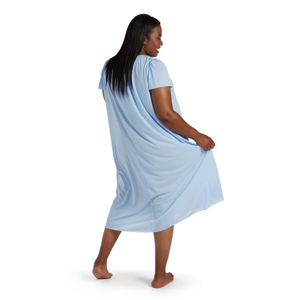 Nightgown - Women's Long Tricot Nightgown, Short Flutter Sleeves, Comfortable Lightweight Fabric, Sleepwear