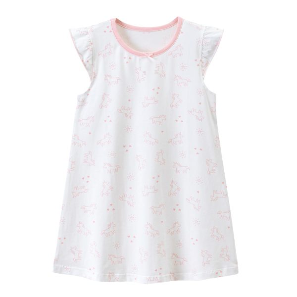Girls' Dress, Toddler Cotton Soft Short Sleeve Sleepshirts,3-10 Years