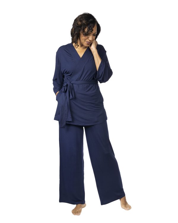 KickIt Post Surgery, Mastectomy, Breast Cancer, Tummy Tuck Pajamas with Internal Drain Pockets - Hysterectomy Recovery Gifts