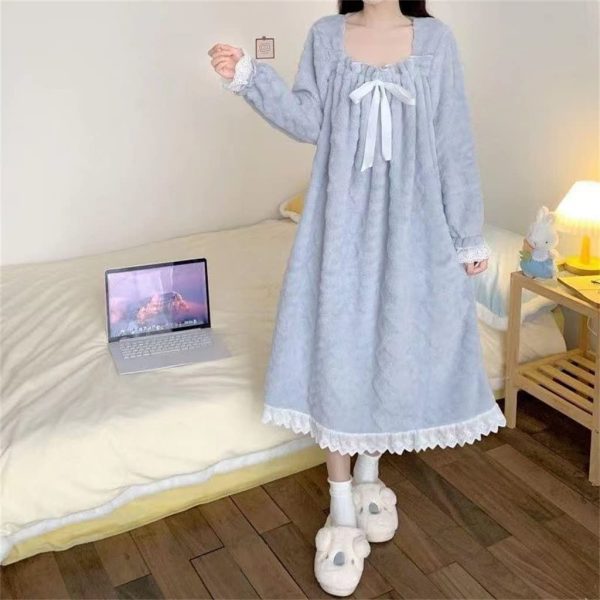 CSCDD Winter gown coral velvet women's pajamas velvet thickened pajamas