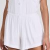 Women's Gisele Rib Relaxed Short Pj Set, White, XS