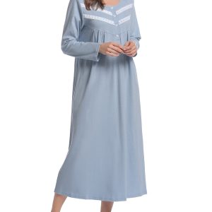 Double Brushed 100% Cotton Flannel Nightgown Women Long Sleeve Thick Warm Night Gown Sleepwear Winter Spring S-XXL