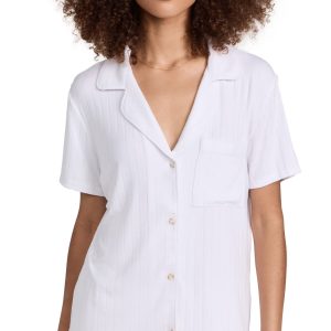 Women's Gisele Rib Relaxed Short Pj Set, White, XS