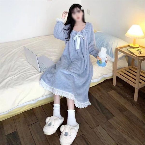 CSCDD Winter gown coral velvet women's pajamas velvet thickened pajamas