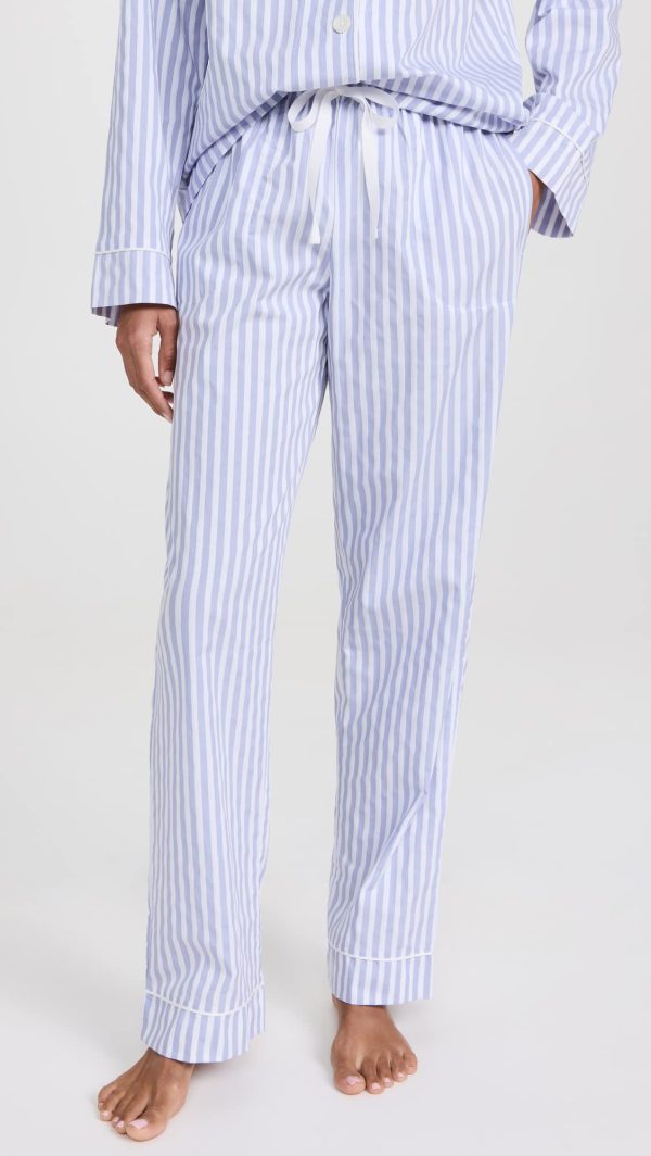 Womens Long Sleeve Notch Collar & Pant Sleepwear Pajama Set, Organic Cotton