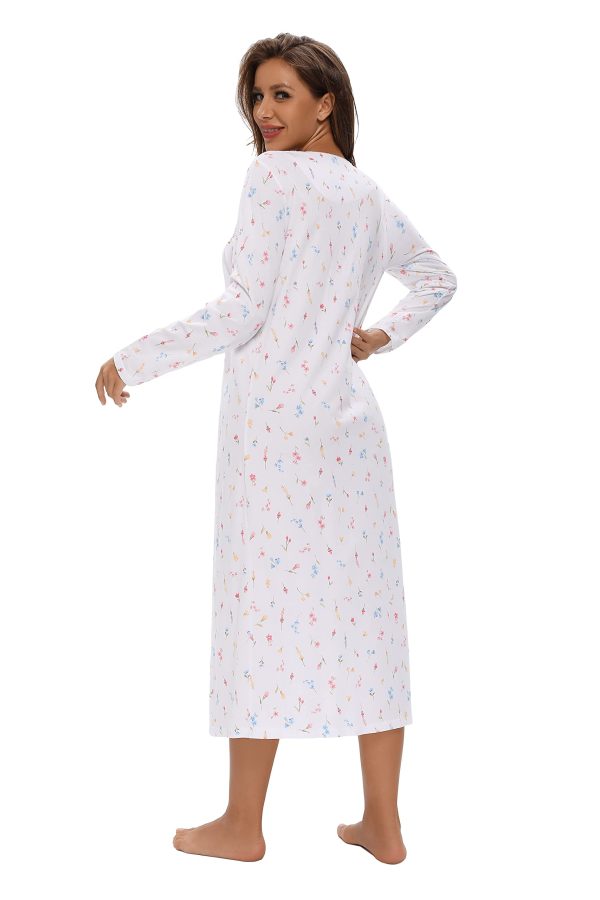 Long Sleeve Cotton Nightgowns for Women Soft Ladies Cotton Nightgown Long Sleep Dress Nightdress Nighties