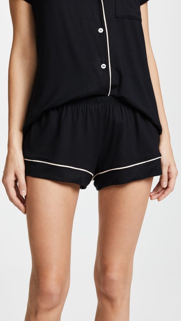 Gisele Classic Women's Pajama Set | Short Sleeve Button Down Shirt w Front Pocket, Shorts w Elastic Waist