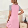 Sleep Shirts for Women Short Sleeve Nightshirts Pleated Nightgowns Loose Fit Night Dress Soft Sleepwear S-3XL