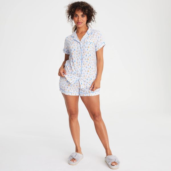 Modal Short Sleeve + Short Classic Pajama Set with Magnet Closure Sleepwear for Maternity, Nursing, and Beyond