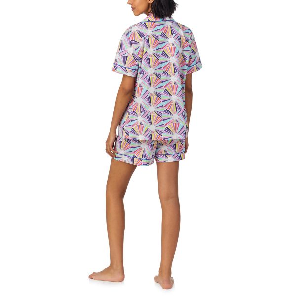 Womens Short Sleeve Notch Collar & Shorts Sleepwear Pajama Set, Organic Cotton