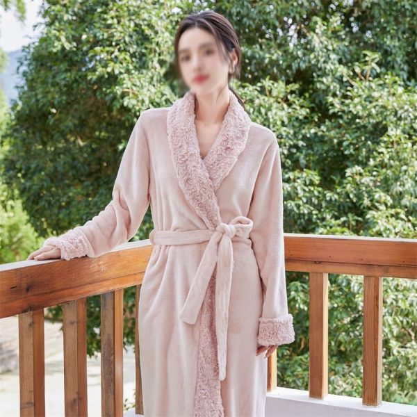 CSCDD Long Lapel Long Sleeved Pajamas For Warmth And Comfort, Home Wear, Women's Pajamas Autumn And Winter Patchwork Long Lapel
