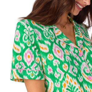 BedHead PJs Womens Short Sleeve Notch Collar & Shorts Sleepwear Pajama Set, Organic Cotton