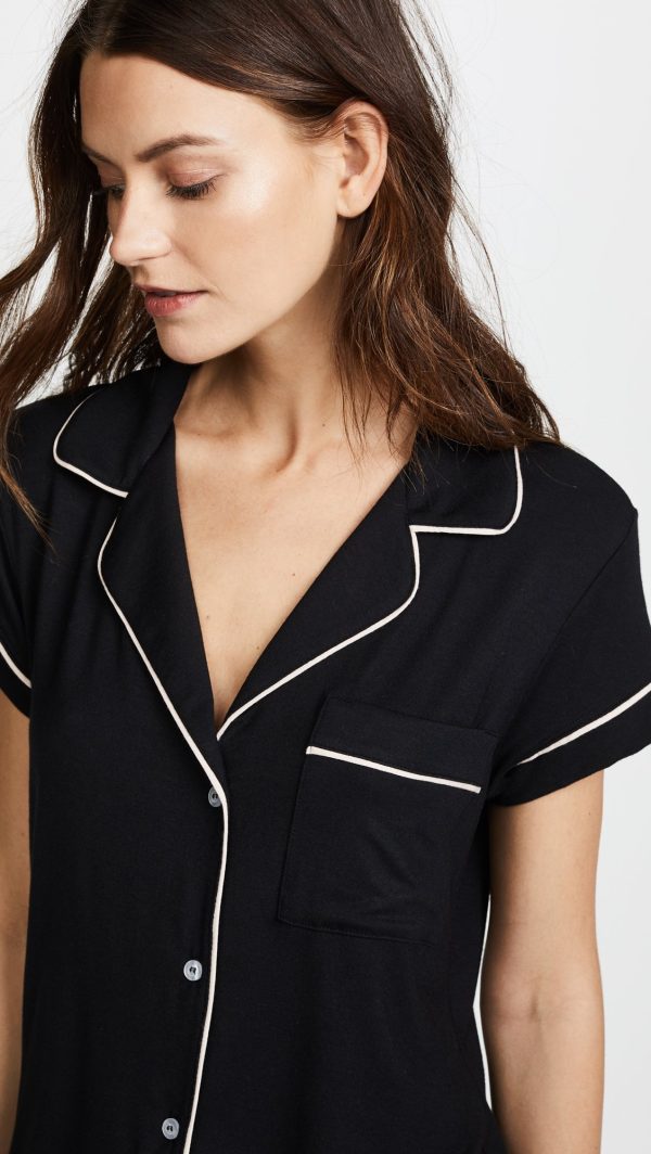 Gisele Classic Women's Pajama Set | Short Sleeve Button Down Shirt w Front Pocket, Shorts w Elastic Waist