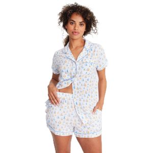 Modal Short Sleeve + Short Classic Pajama Set with Magnet Closure Sleepwear for Maternity, Nursing, and Beyond