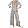 Leopard Pajamas for Women - Pajamas Set with 3/4 Sleeve Top & Pants - Leopard Print Bamboo from Viscose Lounge Pajama w/Black