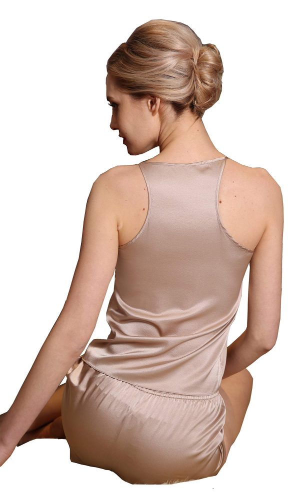 Womens Pure Natural Silk Cami Shorts PJ Set Sleepwear Nightwear