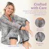 Leopard Pajamas for Women - Pajamas Set with 3/4 Sleeve Top & Pants - Leopard Print Bamboo from Viscose Lounge Pajama w/Black